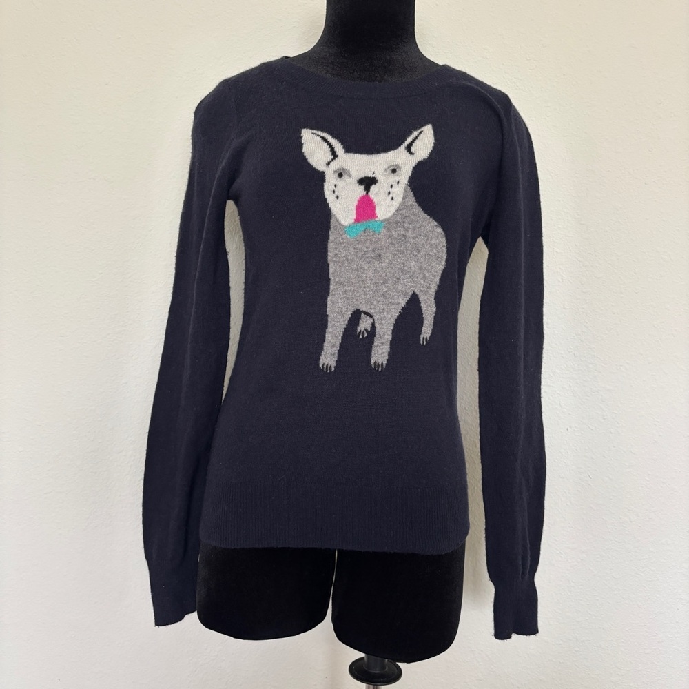 J. Crew Navy French Bulldog Frenchie Sweater